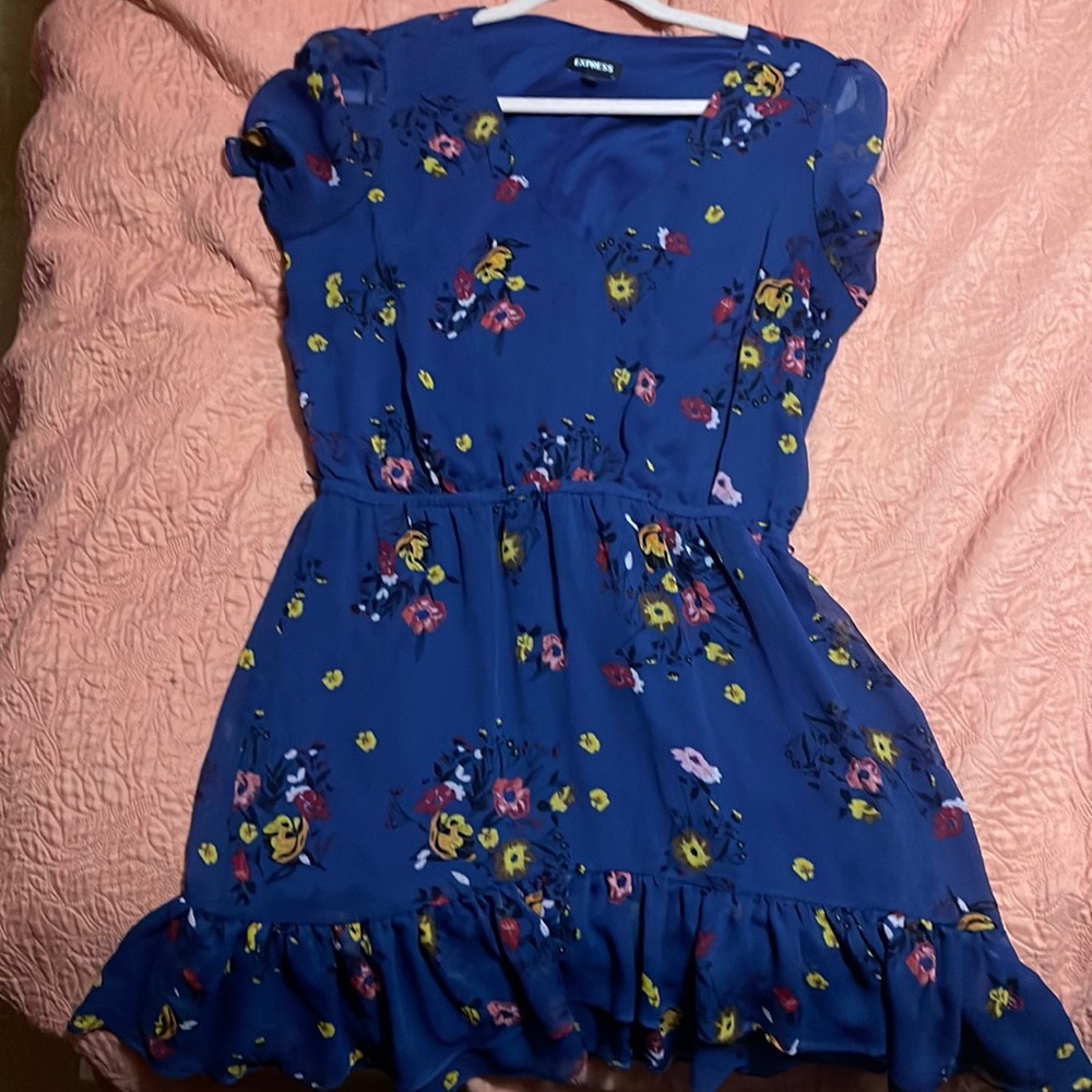 Navy blue Floral spring dress